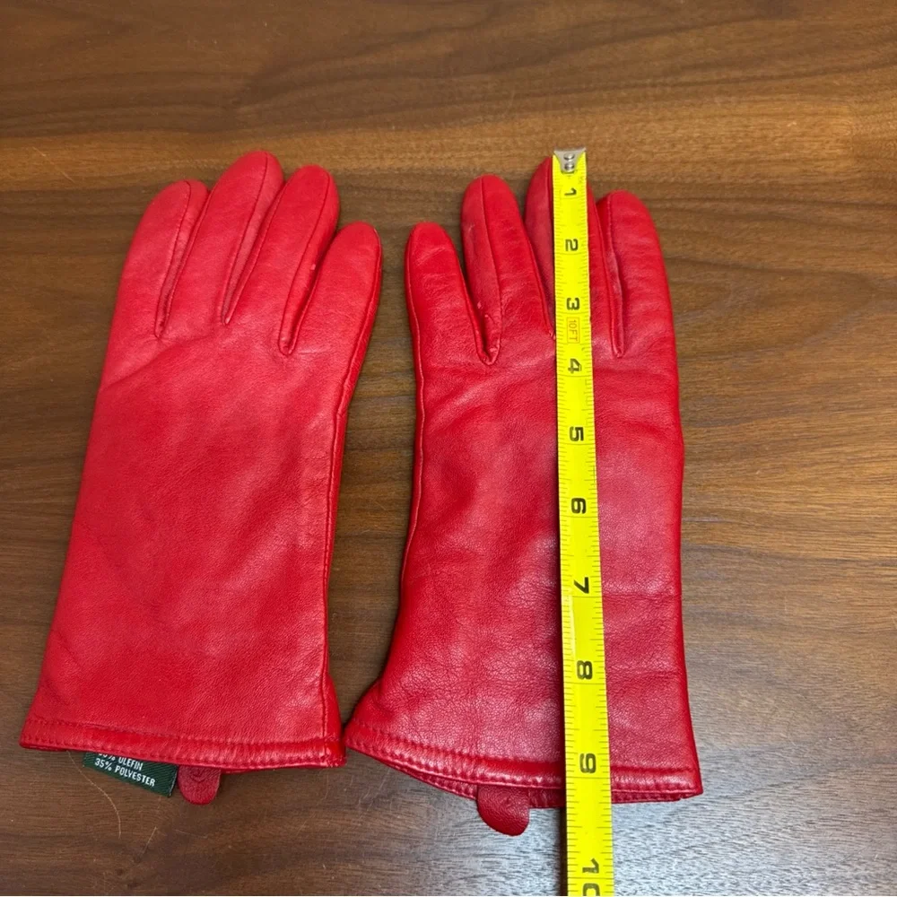 Thinsulate Women’s Genuine Leather Gloves Sz L/XL Red‎ Lined Driving Classic